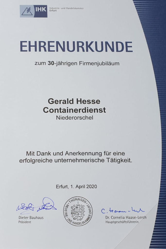 Containerdienst Eichsfeld Gerald Hesse